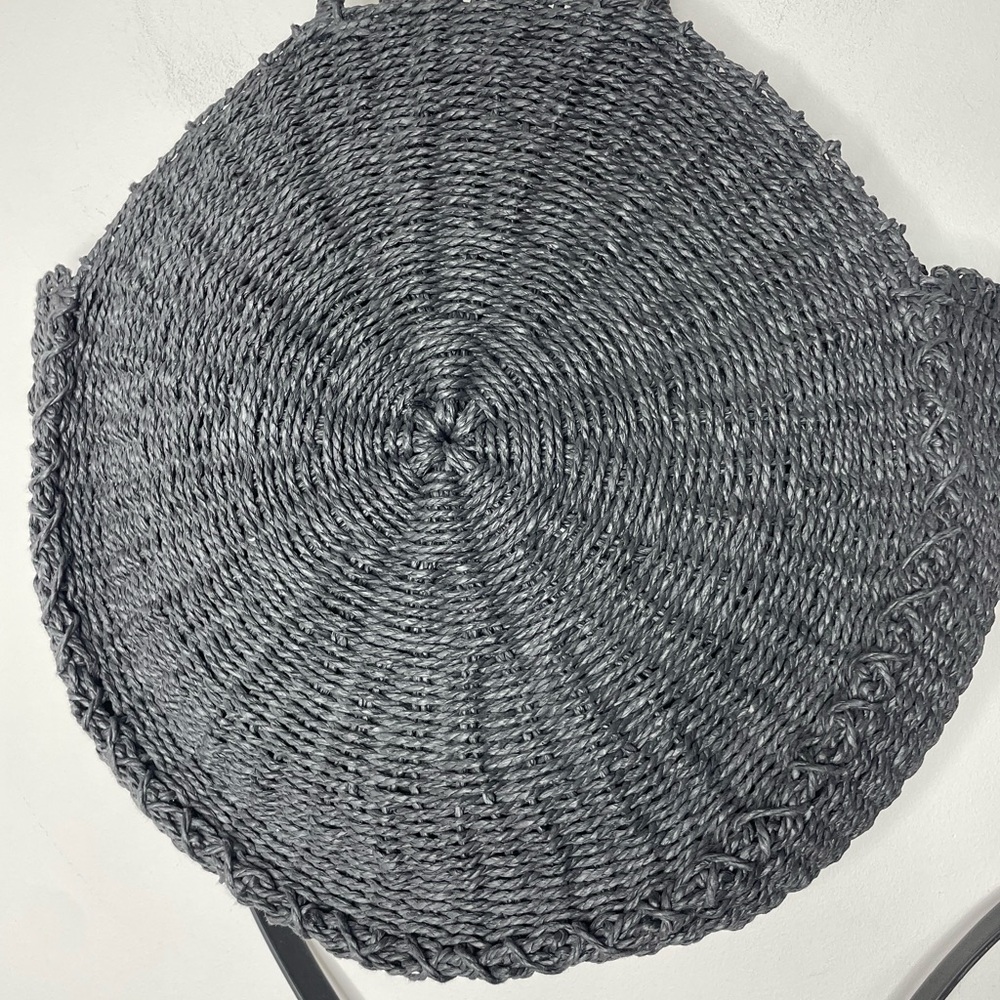 Abercrombie & Fitch Large Straw Women's Black Tote Bag Natural Round Bag - Picture 6 of 10